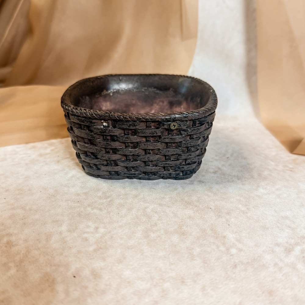 Brown Wicker Style Mini Basket Planter - Picture 1 of 6